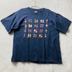 Coco Rock Womens Blue Novelty Embroidered Casual T-Shirt XL